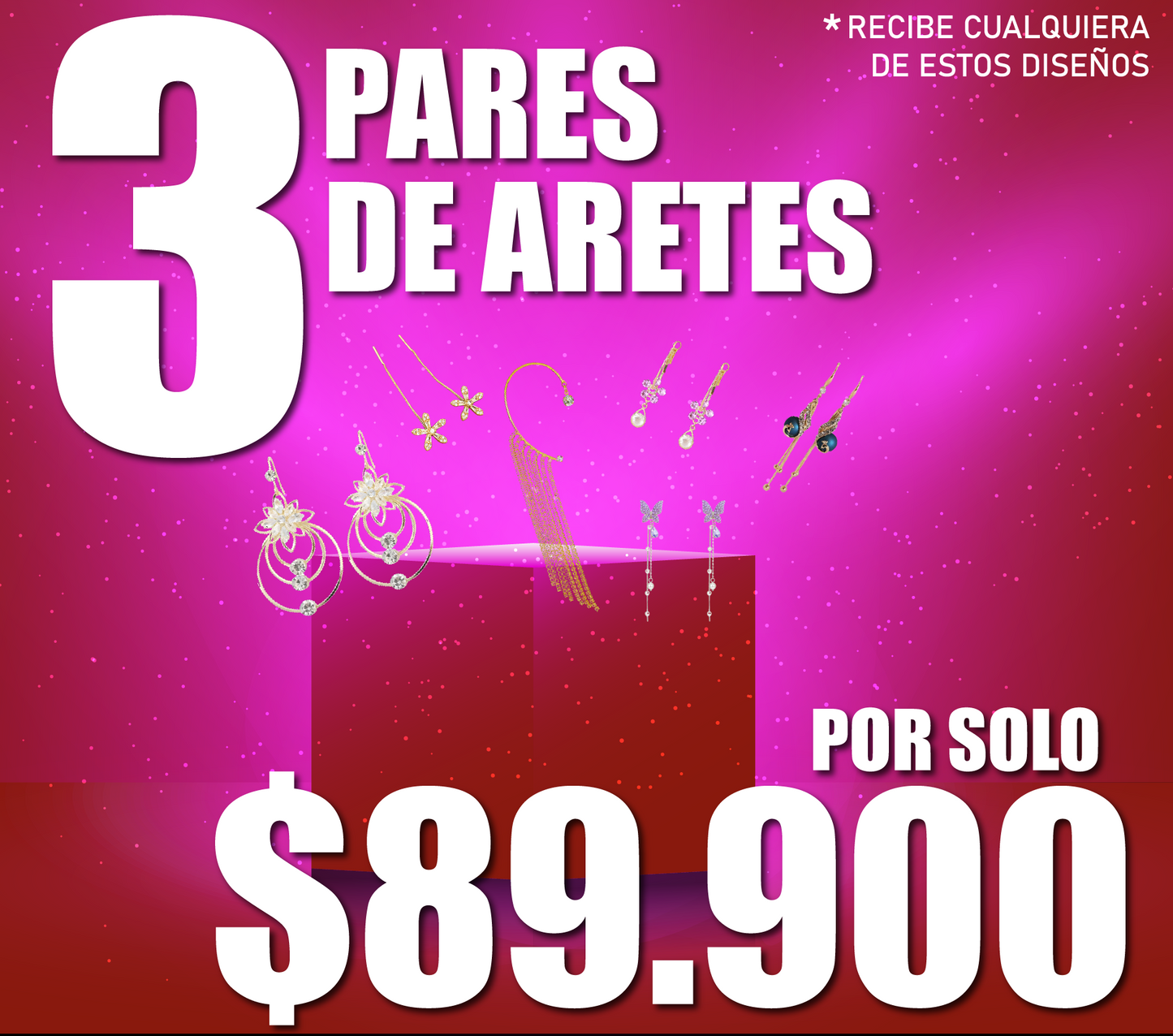PROMO SECRETA🔥😶🌫️ 3x1 set de aretes sorpresa en acero inoxidable