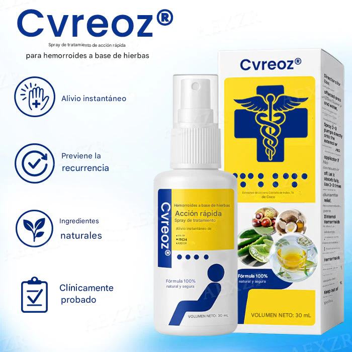 50 % de descuento en aerosol Cvreoz® Herbal para hemorroides de acción rápida