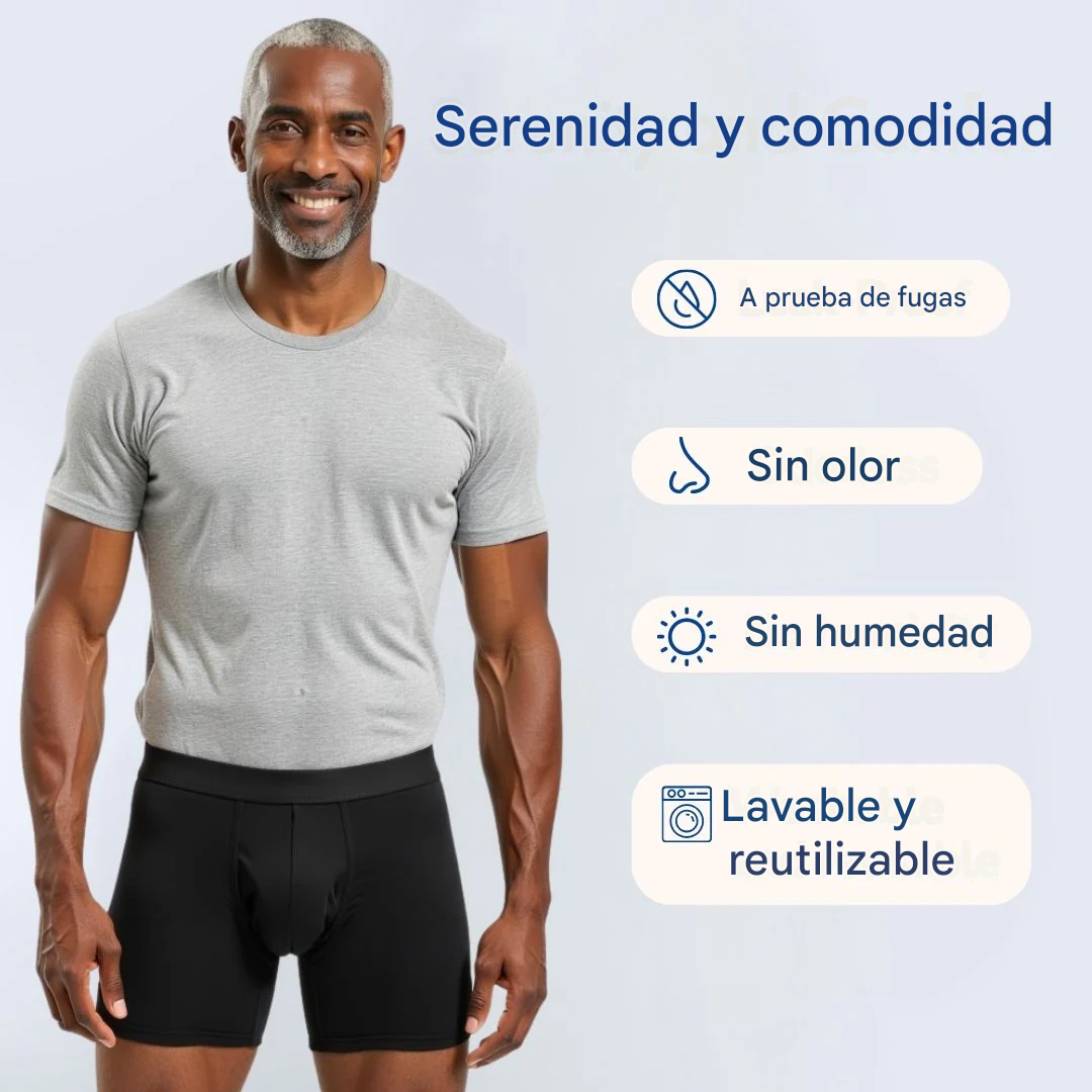 Calzoncillos bóxer ultraabsorbentes para incontinencia para hombre