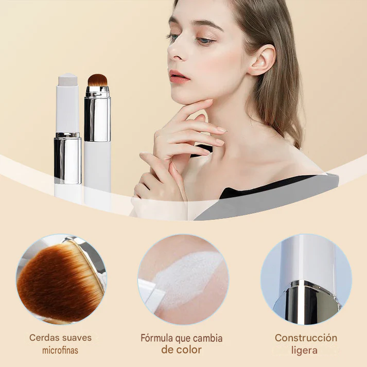 Base de maquillaje en barra Cover Cream Stick V con brocha desmontable - Base de maquillaje coreana que cambia de color con cápsulas de colágeno