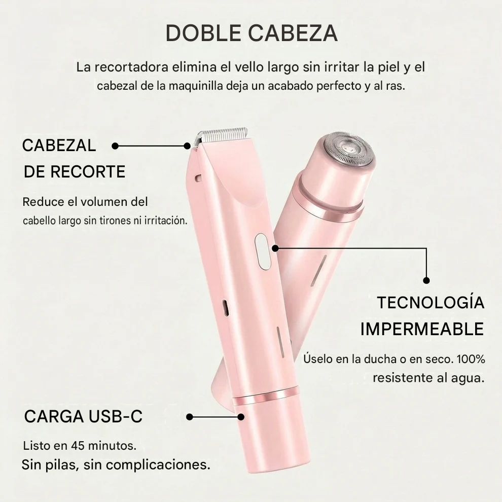 Afeitadora Shavea™ 2 en 1 para bikini y cuerpo (Incluye hojas y cargador)