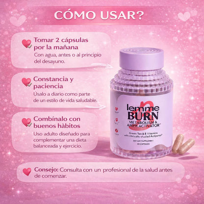 Lemme Burn™ Original ⭐ : 30 Capsulas De Apoyo metabólico natural + REGALO