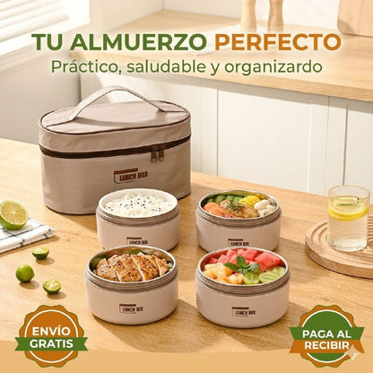 Lunch Box Importada Termicas, Microselladas para evitar derrames y incluye cubiertos (cuchara, tenedor y cuchillo)