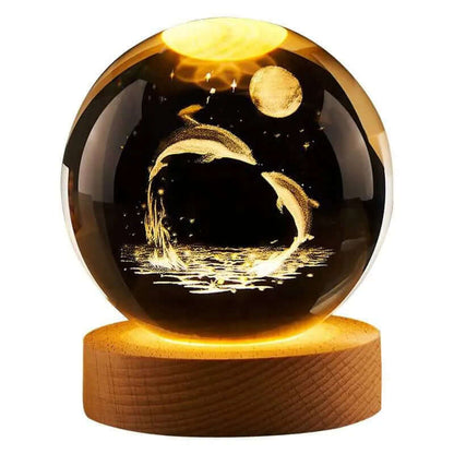 Esfera De Cristial 3D saturno, urano, sistema solar, luna y galaxia