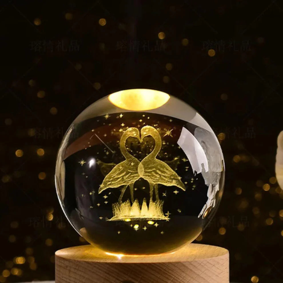 Esfera De Cristial 3D saturno, urano, sistema solar, luna y galaxia
