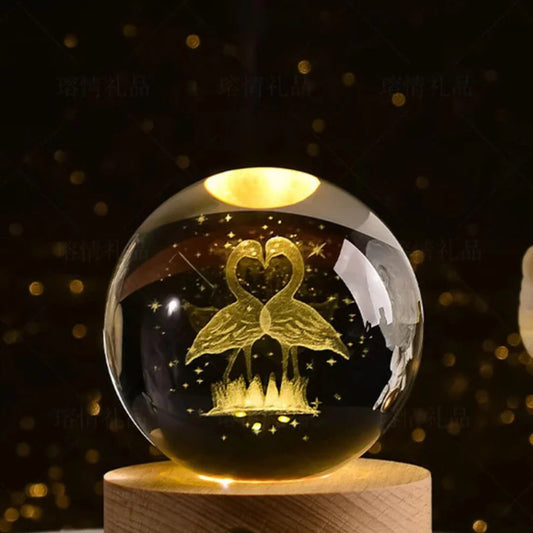 Esfera De Cristial 3D saturno, urano, sistema solar, luna y galaxia