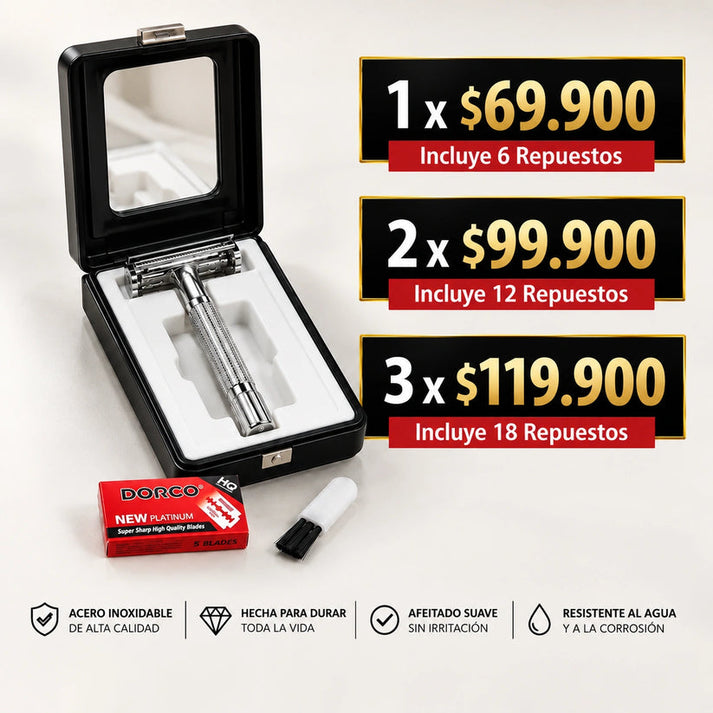 Maquina De Afeitar Premium Clásica + Repuestos DORCO GRATIS