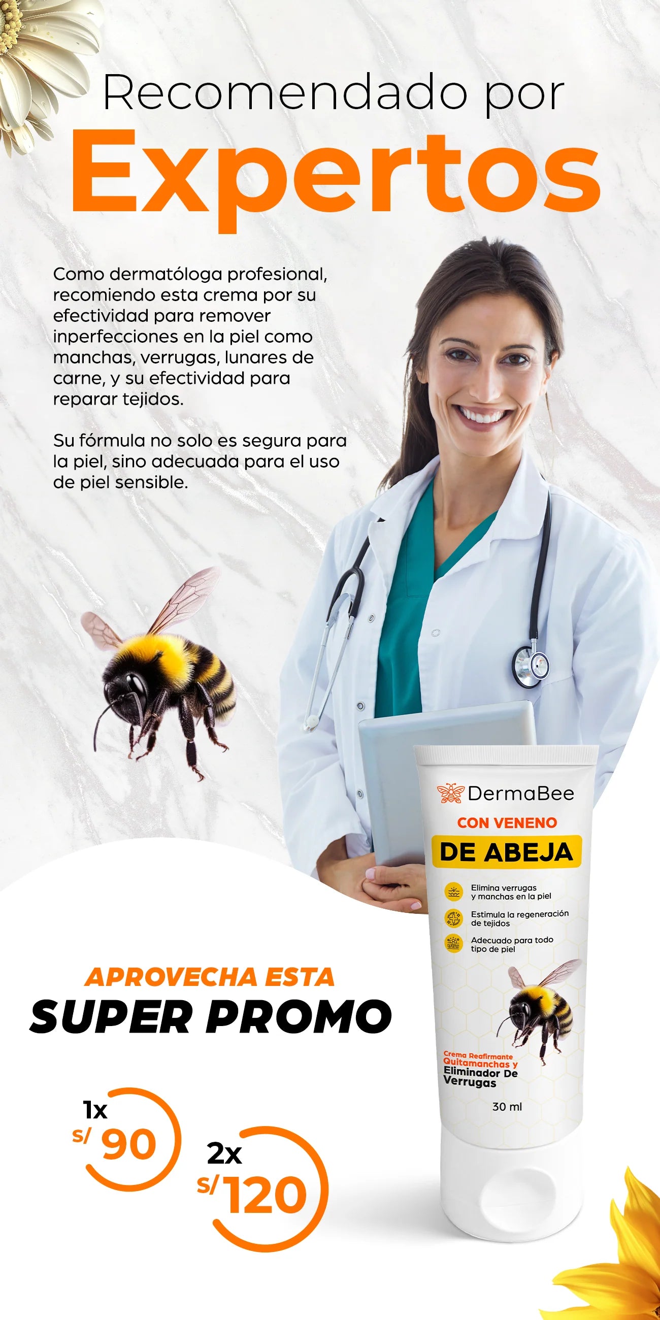 DermaBee Con Veneno De Abeja Elimina Manchas En La Piel