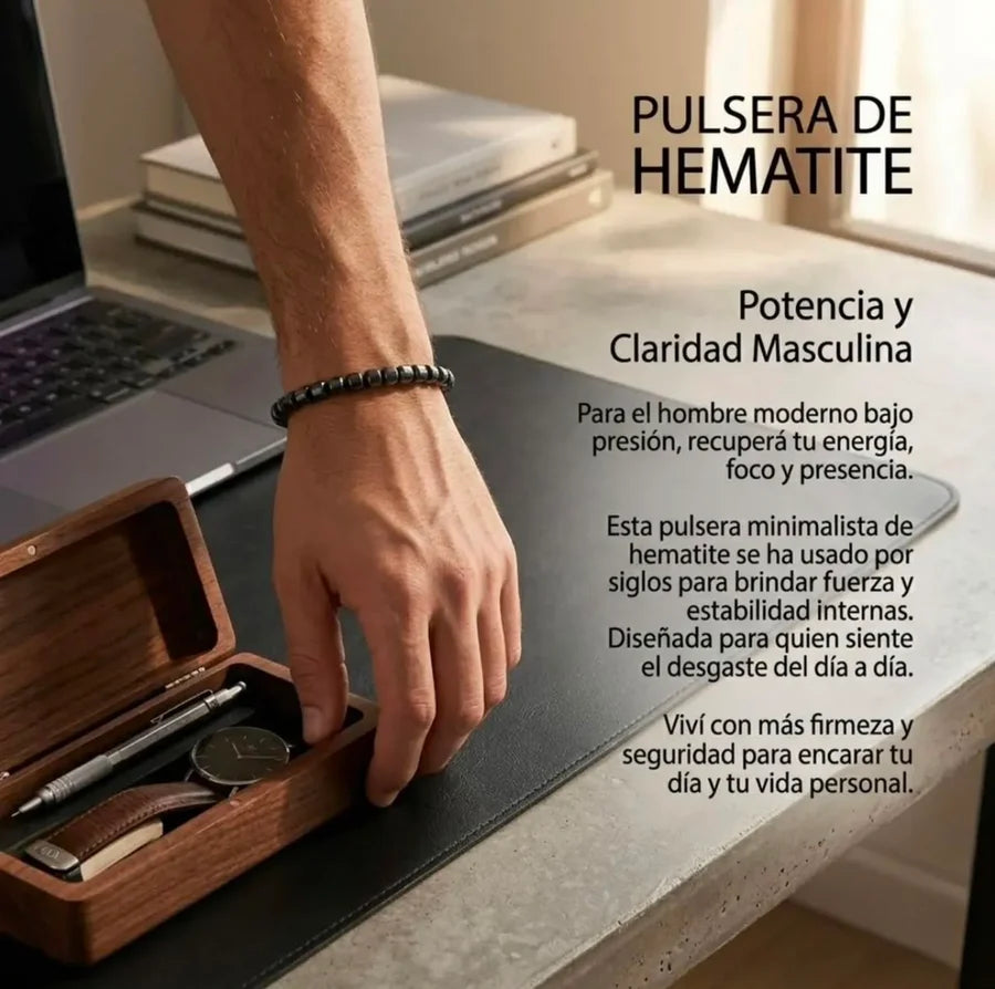 Pulsera Hematita Natural Pulida a Mano