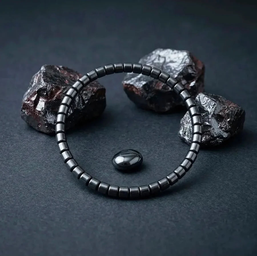 Pulsera Hematita Natural Pulida a Mano