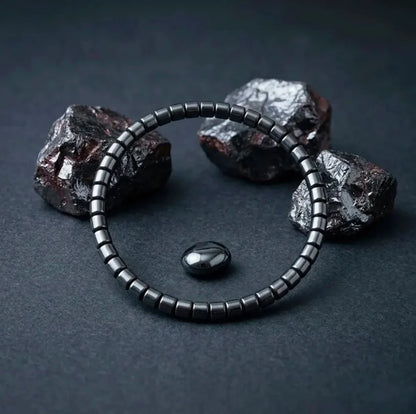 Pulsera Hematita Natural Pulida a Mano
