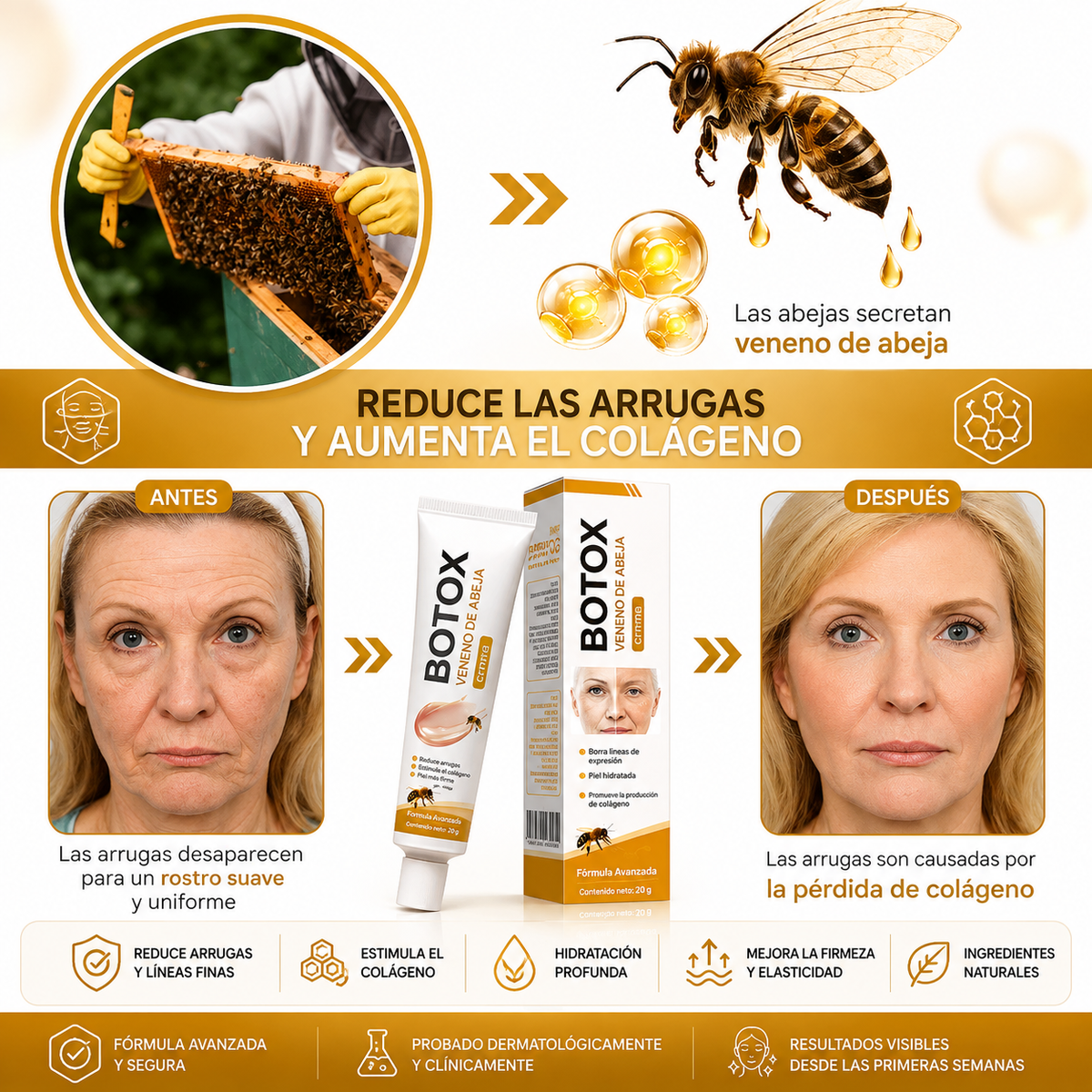 Furzero™ con Botox🧴 y veneno de abeja🍯 crema eliminadora de arrugas