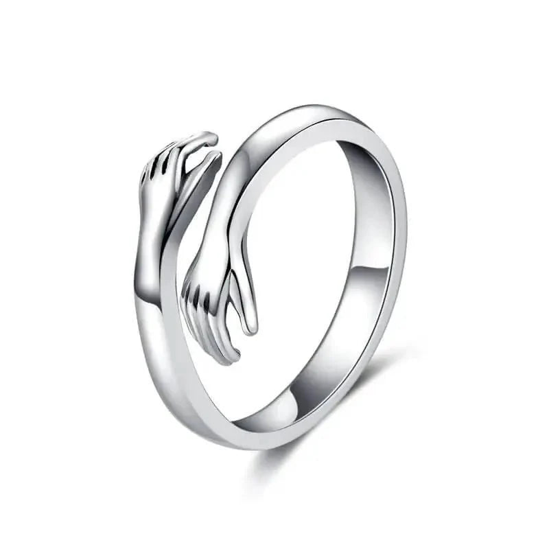 Anillo De Abrazo paga 1 lleva 2 color plateado acero inoxidable