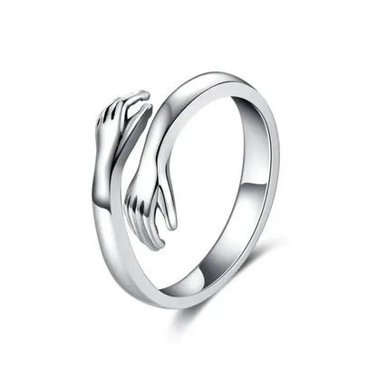 Anillo De Abrazo paga 1 lleva 2 color plateado acero inoxidable