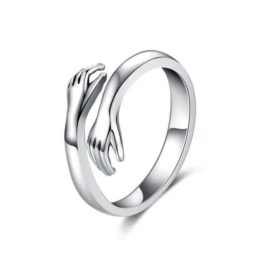 Anillo De Abrazo paga 1 lleva 2 color plateado acero inoxidable
