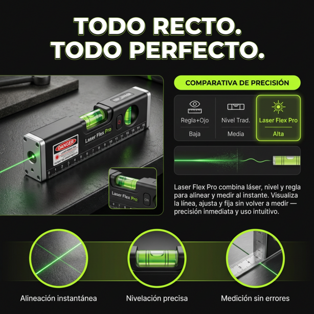 Laser Flex Pro® nivel flexometro laser 4 en 1 2X1