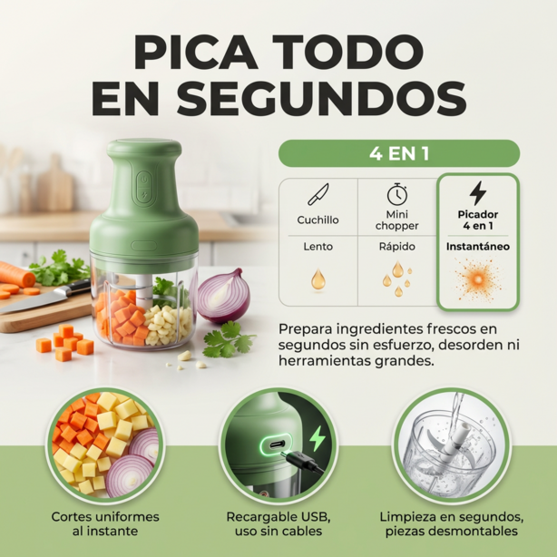 Picador De Verduras 4 En 1 - Tu Nuevo Aliado En La Cocina