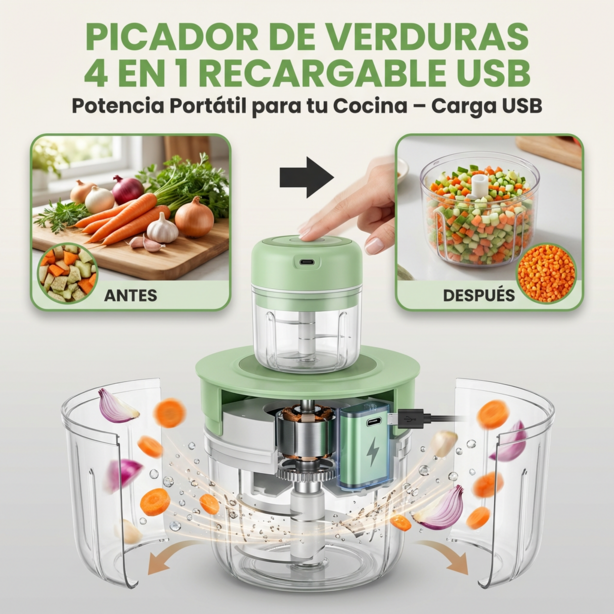 Picador De Verduras 4 En 1 - Tu Nuevo Aliado En La Cocina