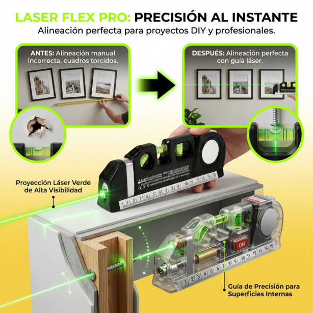 Laser Flex Pro® nivel flexometro laser 4 en 1 2X1
