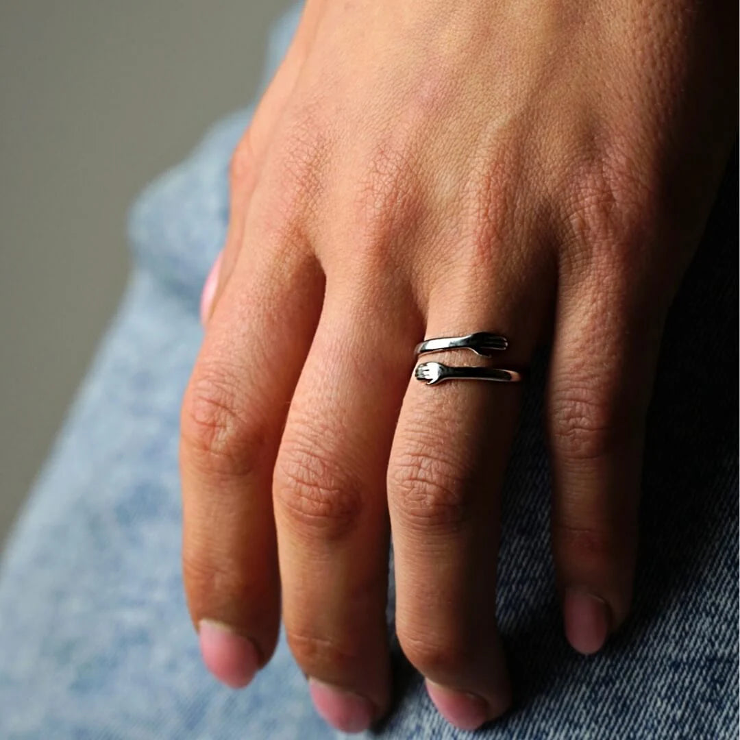 Anillo De Abrazo paga 1 lleva 2 color plateado acero inoxidable