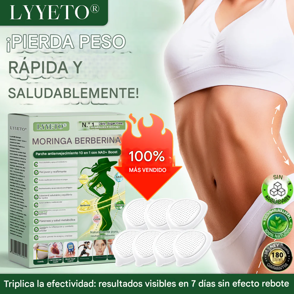 Lyyeto® Moringa Berberina + NAD+ Parche de Microagujas 10 en 1