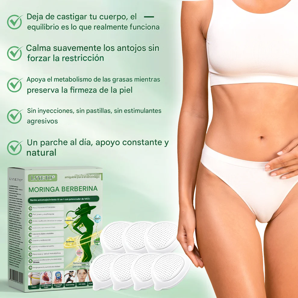 Lyyeto® Moringa Berberina + NAD+ Parche de Microagujas 10 en 1
