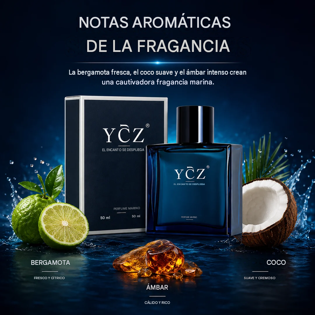 Perfume YCZ Midnight Ocean Ocean con feromonas masculinas.