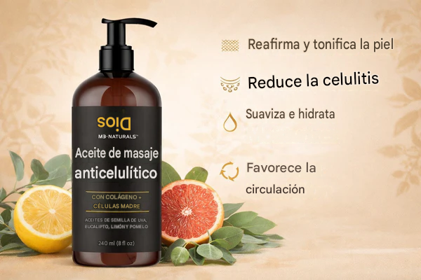 2x1 Aceite corporal reafirmante totalmente natural para masajes con colágeno y células madre.500ml