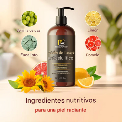 2x1 Aceite corporal reafirmante totalmente natural para masajes con colágeno y células madre.500ml