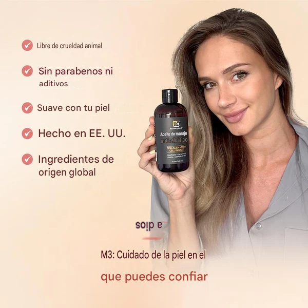2x1 Aceite corporal reafirmante totalmente natural para masajes con colágeno y células madre.500ml