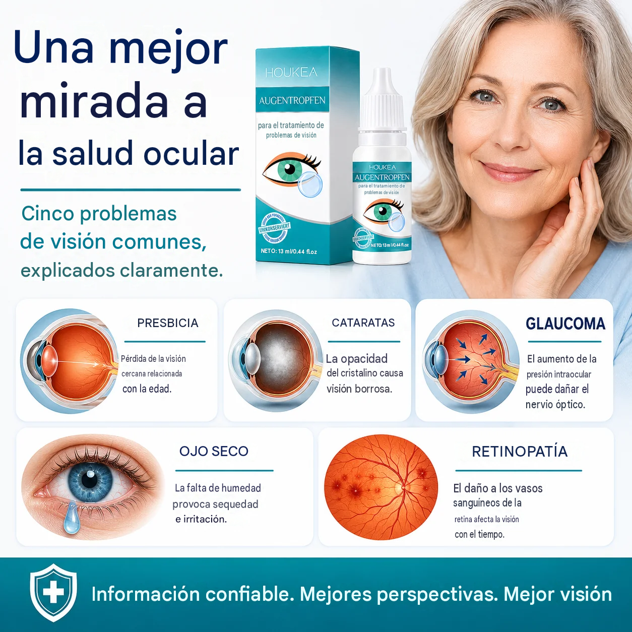 Gotas hidratantes diarias para los ojos Refrescante y reconfortante para ojos secos y cansados.