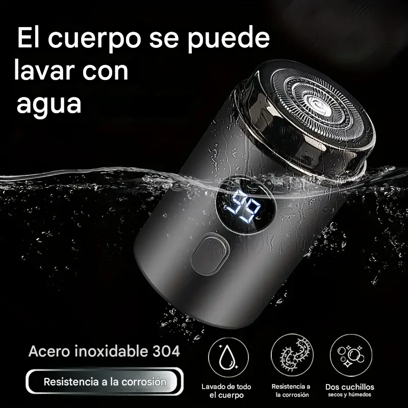 Potente mini afeitadora eléctrica bateria 24 horas de duracion, cuchillas en acero inoxidable