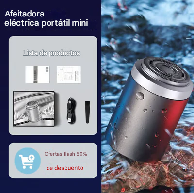 Potente mini afeitadora eléctrica bateria 24 horas de duracion, cuchillas en acero inoxidable