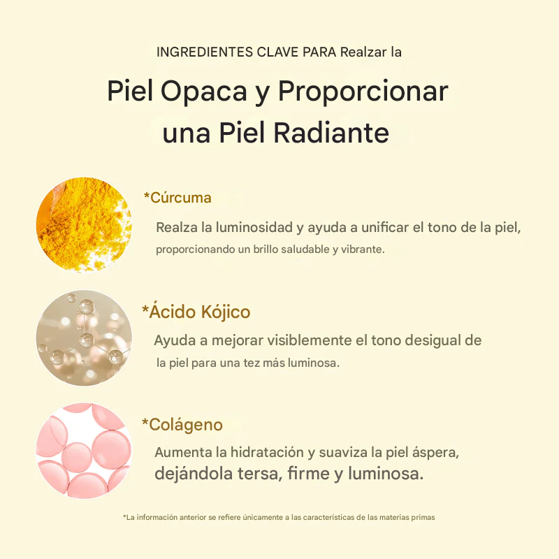 Despierta con una piel más radiante gracias a la mascarilla envolvente de ácido kójico y cúrcuma.