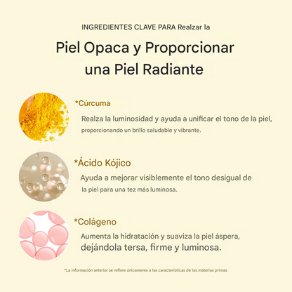 Despierta con una piel más radiante gracias a la mascarilla envolvente de ácido kójico y cúrcuma.