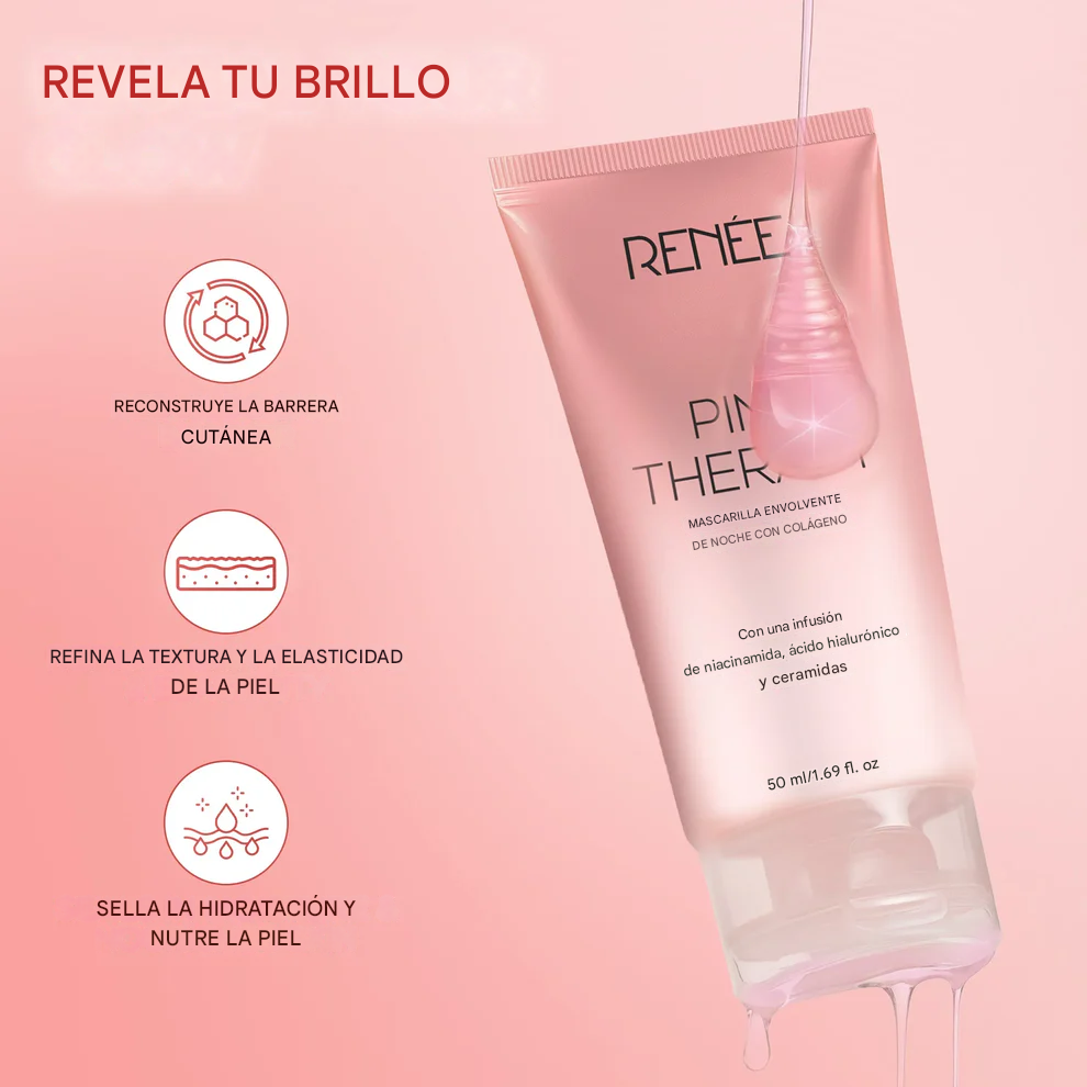 Mascarilla facial antiedad envolvente de colágeno de noche RENEE Pink Therapy