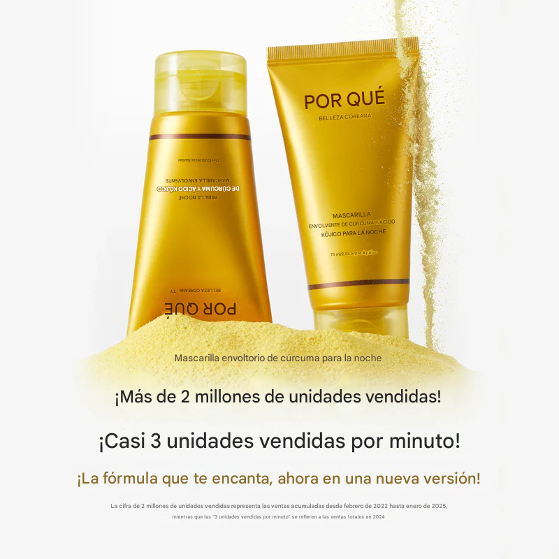 Despierta con una piel más radiante gracias a la mascarilla envolvente de ácido kójico y cúrcuma.
