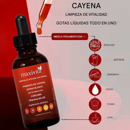 Paga 1 Lleva 2 Extracto líquido de pimienta de cayena Maxivita (No picante)