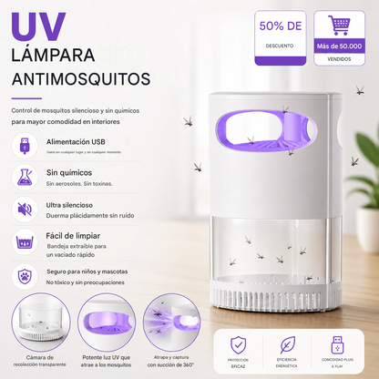 Lámpara UV🩻 antimosquitos🦟🚫: silenciosa, USB, sin químicos.
