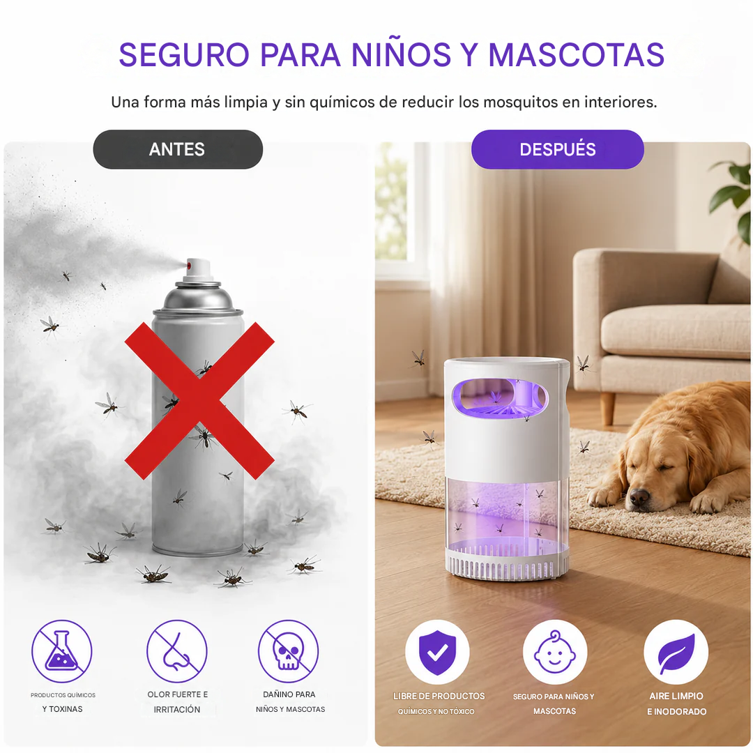Lámpara UV🩻 antimosquitos🦟🚫: silenciosa, USB, sin químicos.
