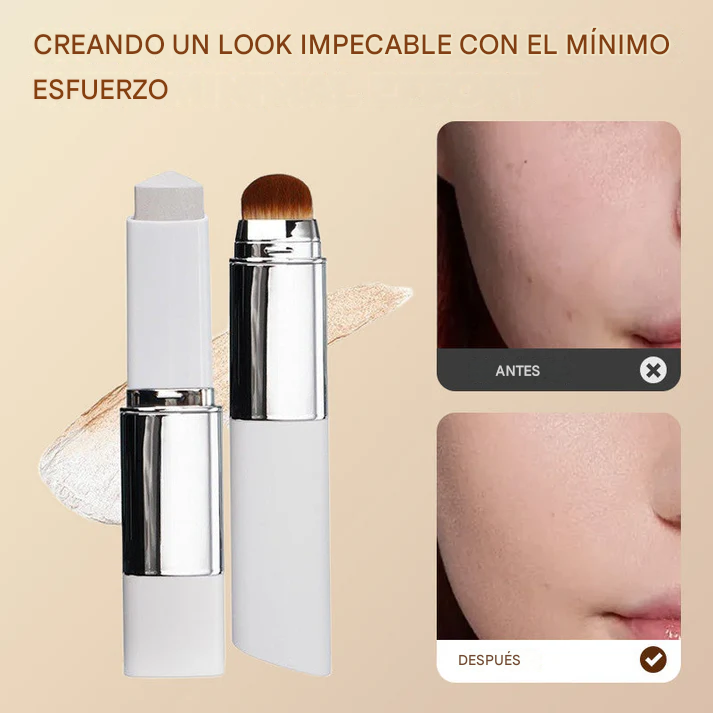 Base de maquillaje en barra Cover Cream Stick V con brocha desmontable - Base de maquillaje coreana que cambia de color con cápsulas de colágeno