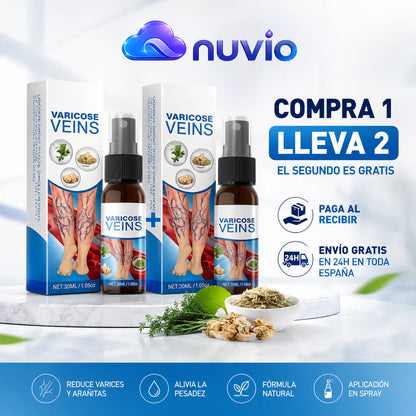 NUVIO™ | Spray para Varices — Compra 1 y LLEVA 2 |Piernas Más Ligeras