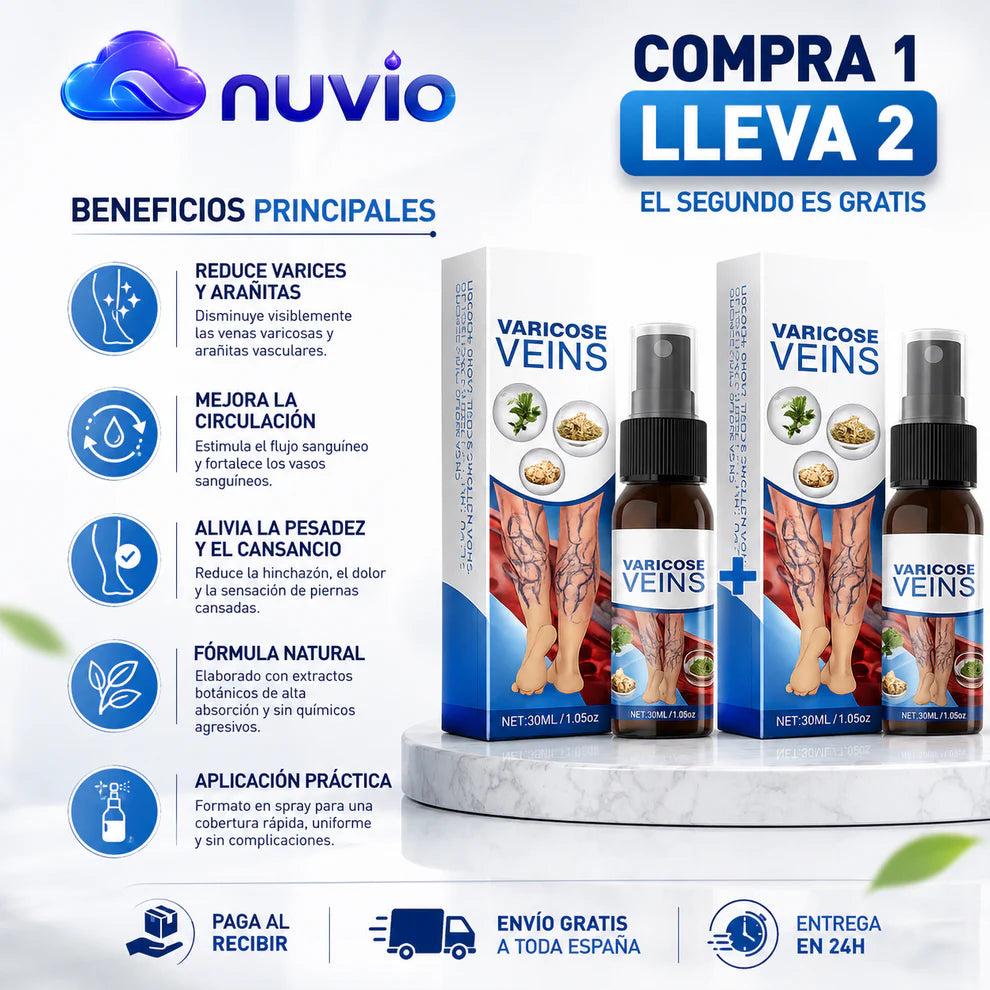 NUVIO™ | Spray para Varices — Compra 1 y LLEVA 2 |Piernas Más Ligeras