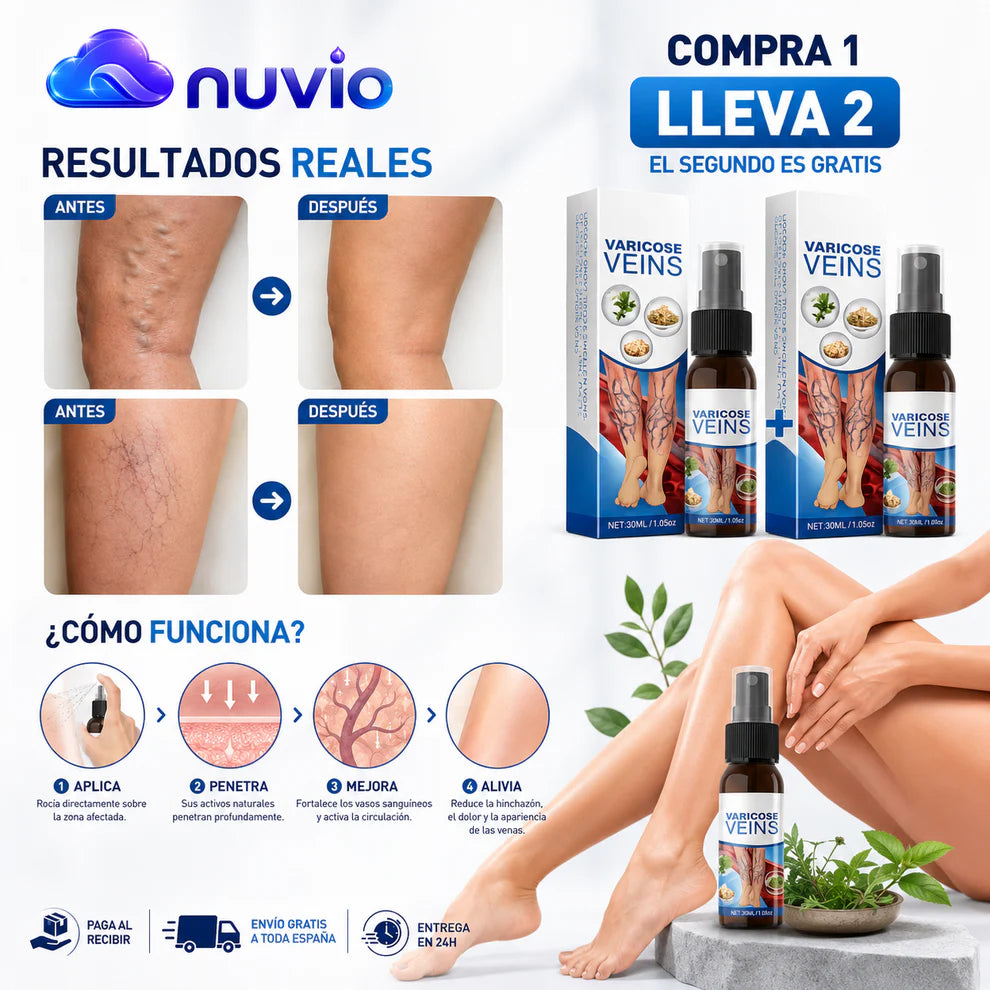 NUVIO™ | Spray para Varices — Compra 1 y LLEVA 2 |Piernas Más Ligeras
