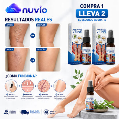 NUVIO™ | Spray para Varices — Compra 1 y LLEVA 2 |Piernas Más Ligeras